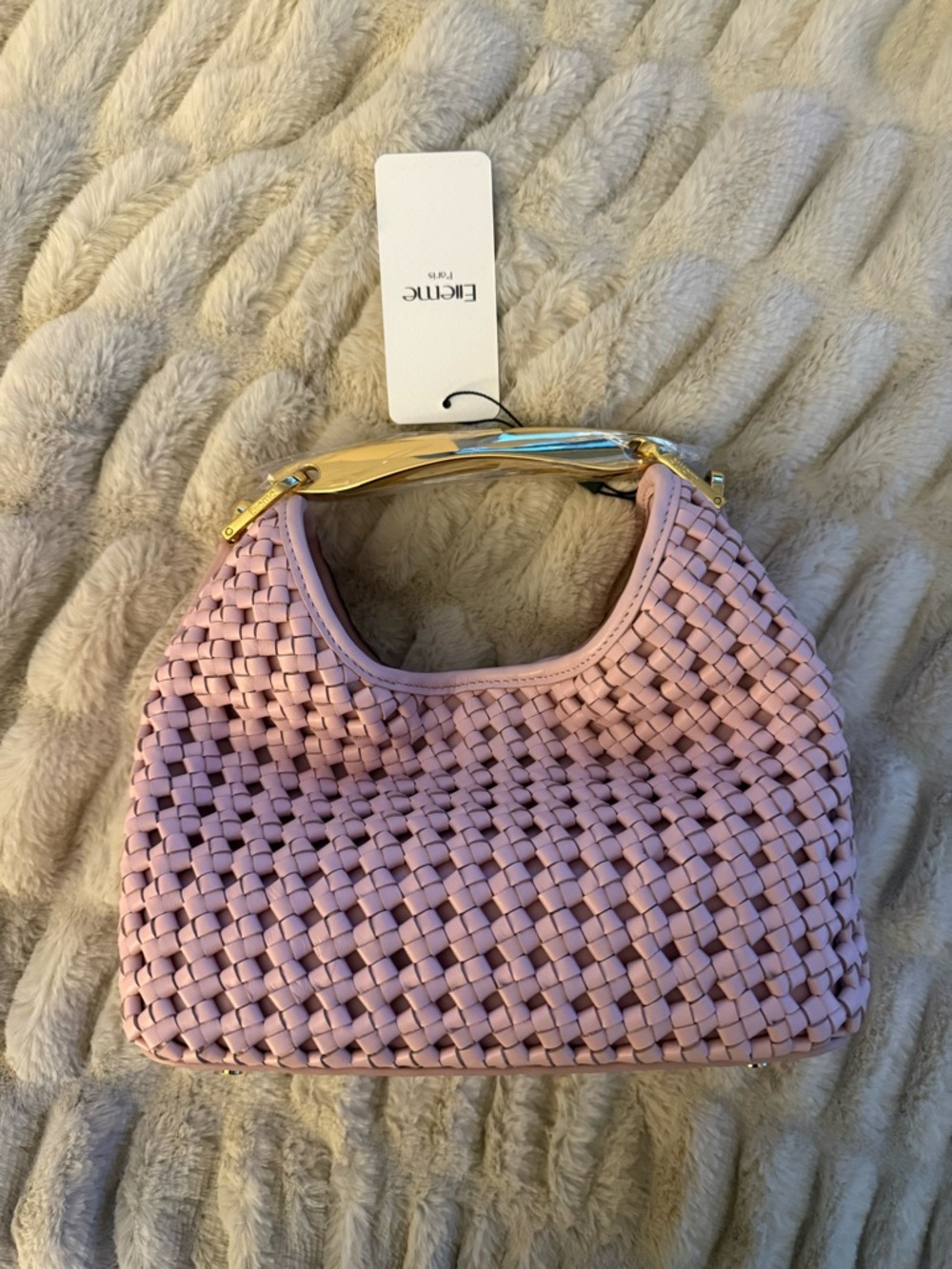 Elleme Small Boomerang Woven Leather Pink - Picture 4 of 9